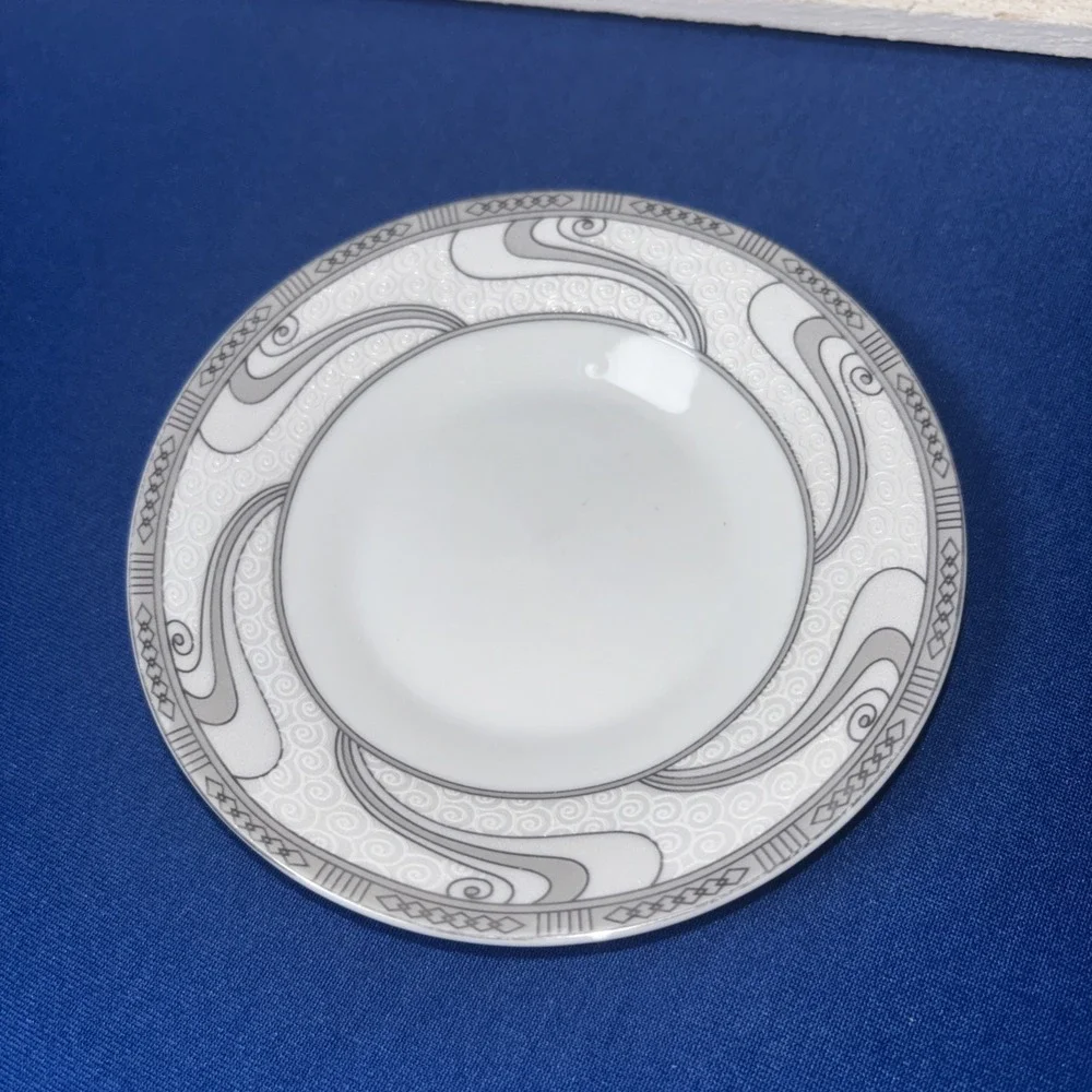 Golden Star Imports Porcelain Tea Saucer replacement plates 4 Gray/white